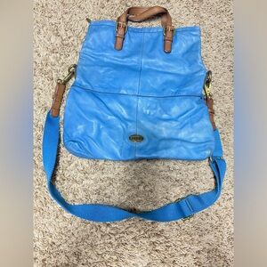 Blue leather fossil purse